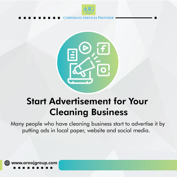 Start advertisement of your cleaning business